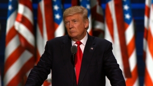 Donald Trump speaks after he accepted the nomination for president of the United States at the Republican National Convention in Cleveland, Ohio on Thursday, July 21, 2016.